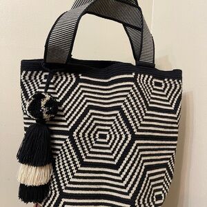 Chic Black and Cream Patterned Tote